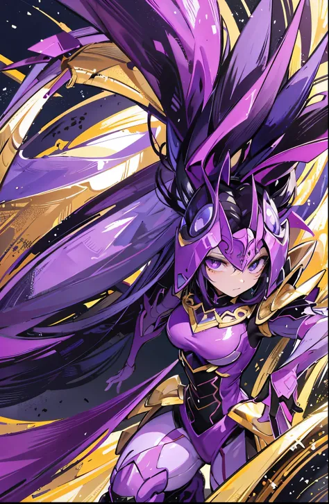 Purple ants wearing various forms of gold and purple armor，Looks mighty and chilling，Extremely powerful，Powerful energy