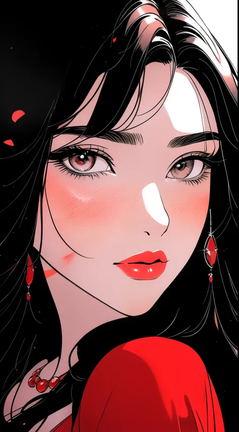 a close up of a woman in a red dress with a necklace, artgerm on artstation pixiv, sakimi chan, extremely detailed artgerm, sakimichan frank franzzeta, trending on artstation pixiv, sakimichan, ! dream artgerm, fanart best artstation, trending on artstatio...