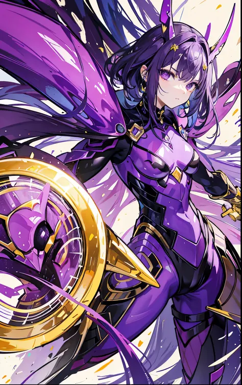 Purple ants wearing various forms of gold and purple armor，Looks mighty and chilling，Extremely powerful，Powerful energy