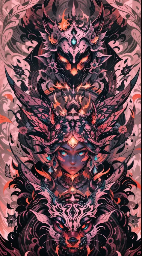 Explosive, otherworldly painting of a shape-shifting deity adorned with the elder scrolls series motifs and omnipresent, piercing eyes, a breathtaking amalgamation of fine art and captivating photo collage, mesmerizing poster design:: their appearance exud...