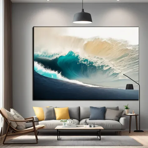 Living room wall art mockup, actual.