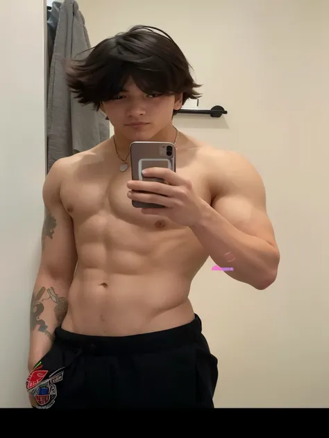 there is a man that is taking a picture of himself in the mirror, 18 anos, foto fit, 1 6 anos, macho jovem magro, 2 2 anos, 21 anos, taken in the early 2020s, corpo completo extremamente magro, ele tem cerca de 20 anos, ele tem cerca de 2 0 anos de idade