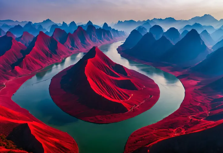 The mountains and rivers in China are all red