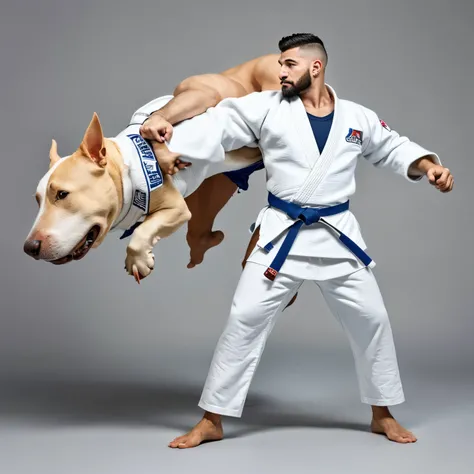 Bull Terrier, full body, judo Fighter, clean edges