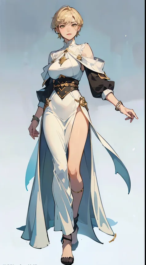 ((masterpiece,best quality,8k,highres)),((character concept art)), 1 female, young female , Rook, 170cm tall, gentle smile, warm smile, shapely breasts, hourglass body shape, ultra finely detailed eyes (white eyes colour), intricate details, tomboy short h...