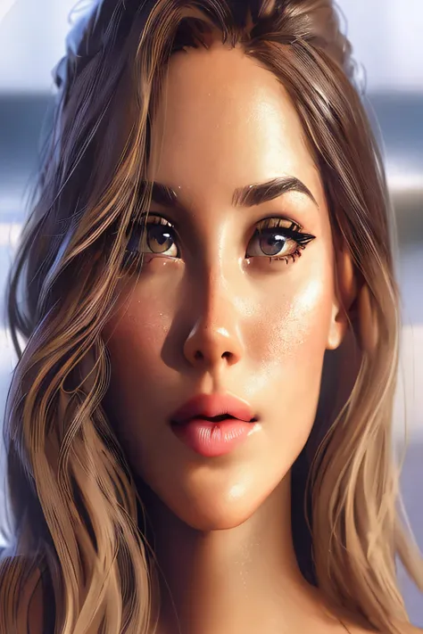 un primer plano de una mujer con cabello largo y rostro pecoso, photoCara hermosa realista, Arte digital realista 4K, Arte digital realista 4K, Hermosa cara realista, Cara hermosa realista, Pintura digital realista, realistic digital illustration, Cara rea...