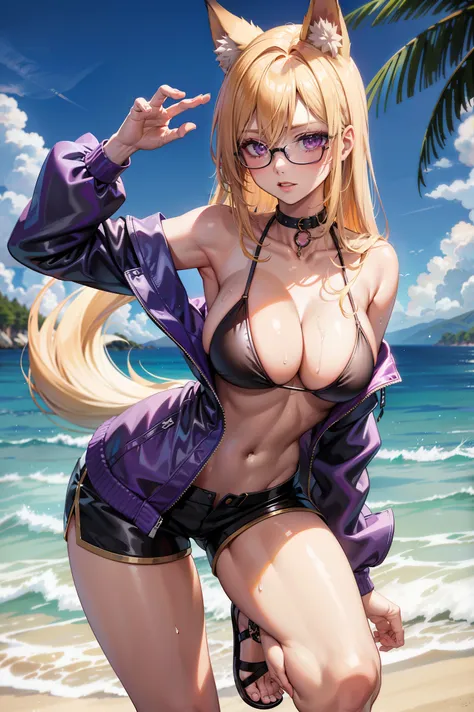 anime - style image of a woman with purple eyes and glasses naked, seductive anime girl, attractive anime girl, detailed digital anime art, anime girl, anime best girl, beautiful alluring anime woman, beautiful anime girl, digital anime art, anime woman, e...