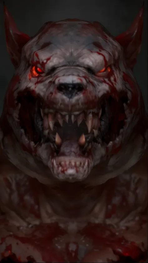 (masterpiece),(best quality:1.0),(ultra high resolution:1.0),monster, werewolf, zombie wolf, zombie , red eyes, menacing look, fangs, wolfteam, face focus, 8k wallpaper, full body