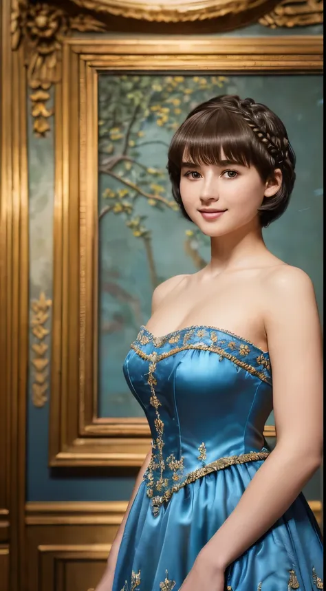 142
(a 20 yo woman,in the palace), (a hyper-realistic), (high-level image quality), ((beautiful hairstyle 46)), ((short-hair:1.4...