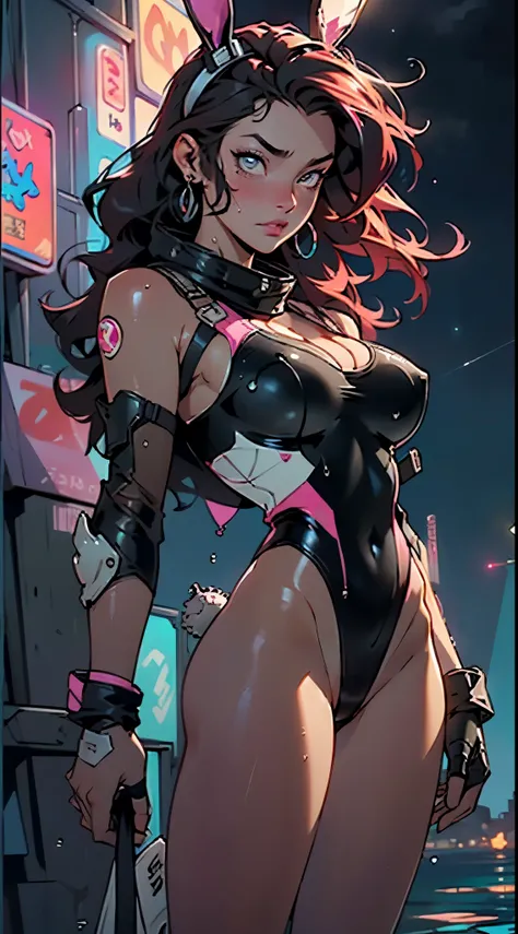 cute bunny girl,(((1girl))),((bunny girl with extremely cute and beautiful black hair)),(((bunny girl,anthro furry cute,bunny-girl))),(((bunny ears,bunny ears on head,big bunny ears))),

(large breasts:1.4),saggy breasts,((((black hair,red hair, two-tone h...