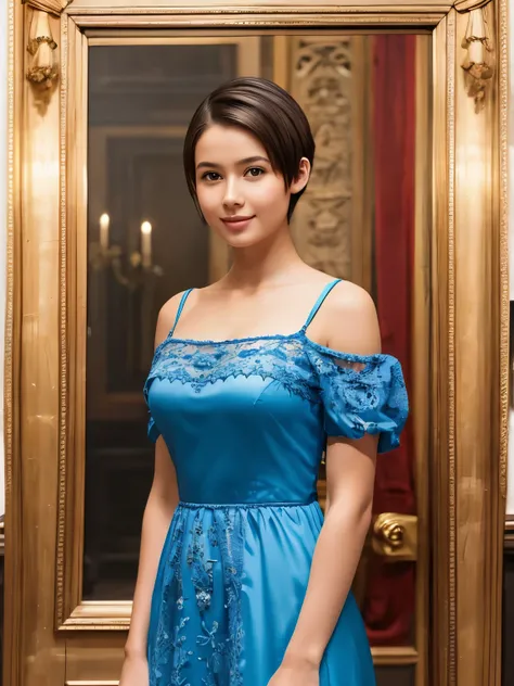 142
(a 20 yo woman,in the palace), (a hyper-realistic), (high-level image quality), ((beautiful hairstyle 46)), ((short-hair:1.4...