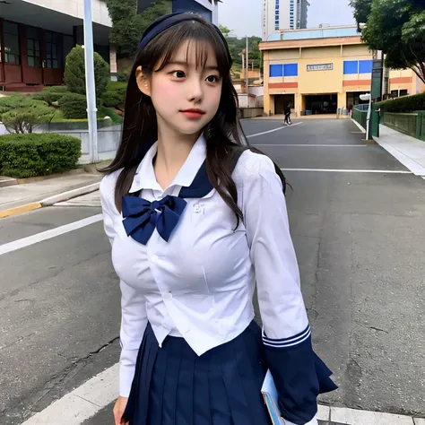 Viaje escolar, 16 years girl, Japan high school uniform, blusa blanca, full of girl&#39;s breasts: 1.9), senos enorme, sexy,