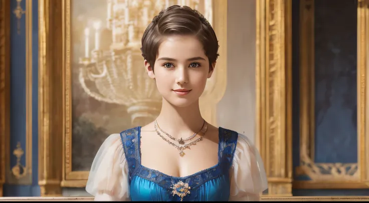 142
(a 20 yo woman,in the palace), (a hyper-realistic), (high-level image quality), ((beautiful hairstyle 46)), ((short-hair:1.4...