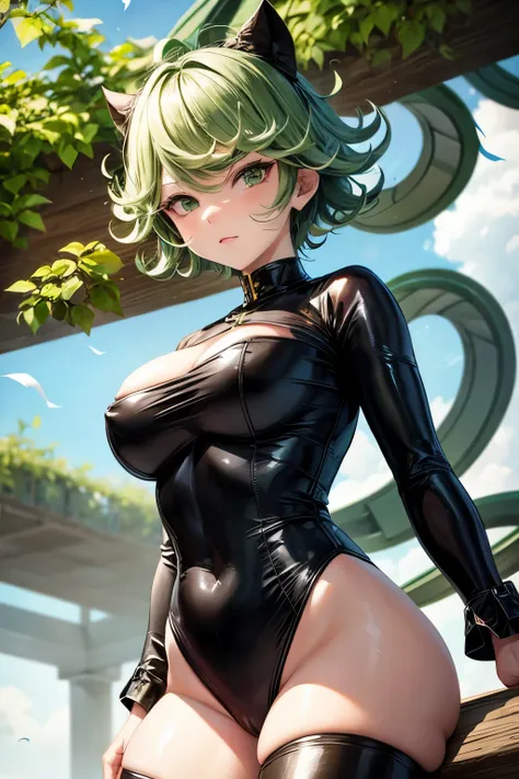 tatsumaki,one punch man, green hair, naked, cum