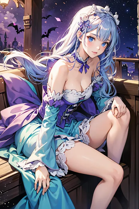 Emilia princess from Re:Zero kara Hajimeru Isekai Seikatsu, halloween clothes