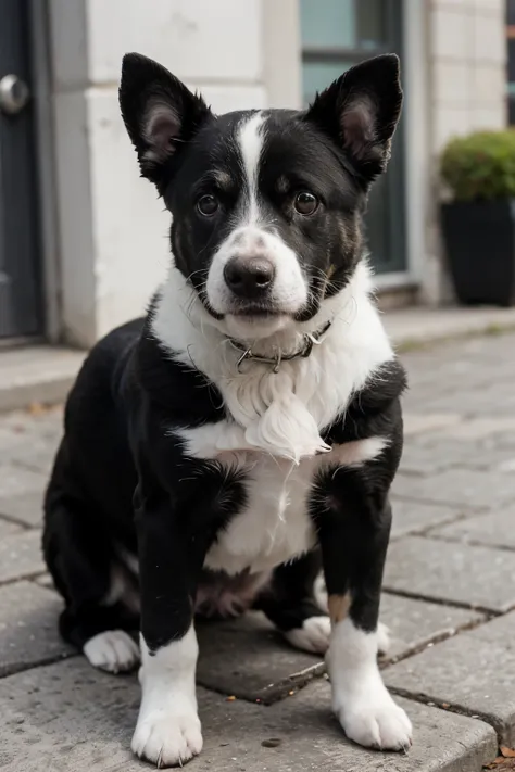 Make a picture of a black and white dog