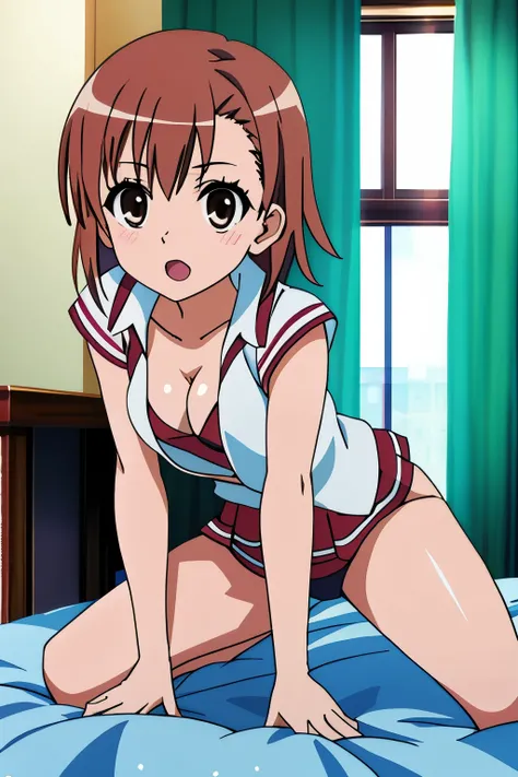 masutepiece, Best Quality, Misaka_mikoto, Brown eyes, Short_hair, Small_Breast,nsfw,cleavage of the breast,dynamicposes,sex,fullnude