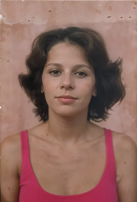 There is a woman in a pink tank top posing for a photo, Magda Torres Gurza, Foto de uma mulher, Mulher de 30 anos de Cuba, em torno de 1 9 anos, taken in the late 1970s, 3 5 year brazilian mother, fernanda suarez, 1 9 7 0 s female alive, em seus primeiros ...