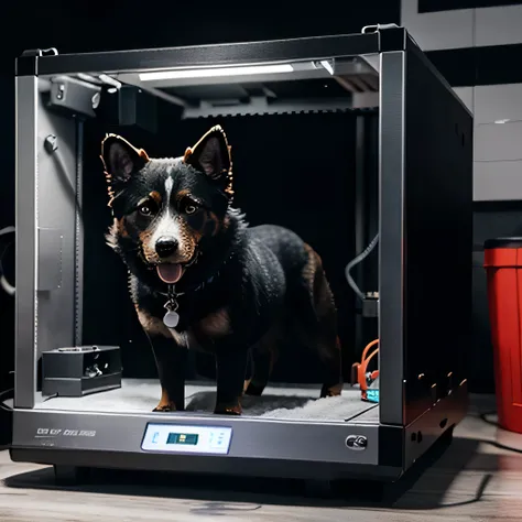 dog inside 3d printer