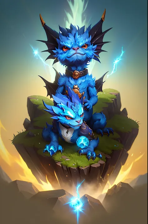 there is a blue dragon with a collar and a collar around its neck, cute little dragon, anthro dragon art, a cute little blue dragon, newly hatched dragon, digesting a small dragon, cute detailed digital art, adorable digital painting, detailed digital 2d f...