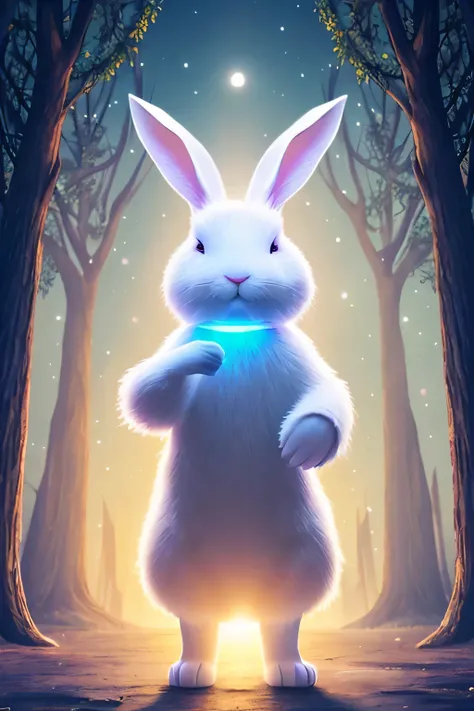 white rabbit wrapped in light　mystic atmosphere