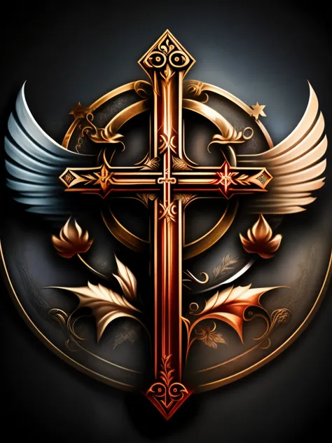 A holy cross, with a skull superimposed on the front, vector, tattoo design