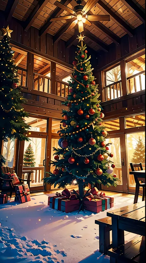 christmas cabin interior