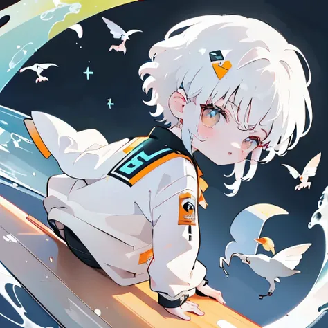 🦕🍊🐭,white  hair,male child,