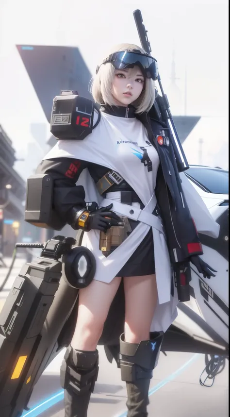 anime character with a gun and a helmet on standing next to a vehicle, fine details. girls frontline, from arknights, cyberpunk anime girl mech, cushart krenz key art feminine, best anime 4k konachan wallpaper, from girls frontline, girl in mecha cyber arm...