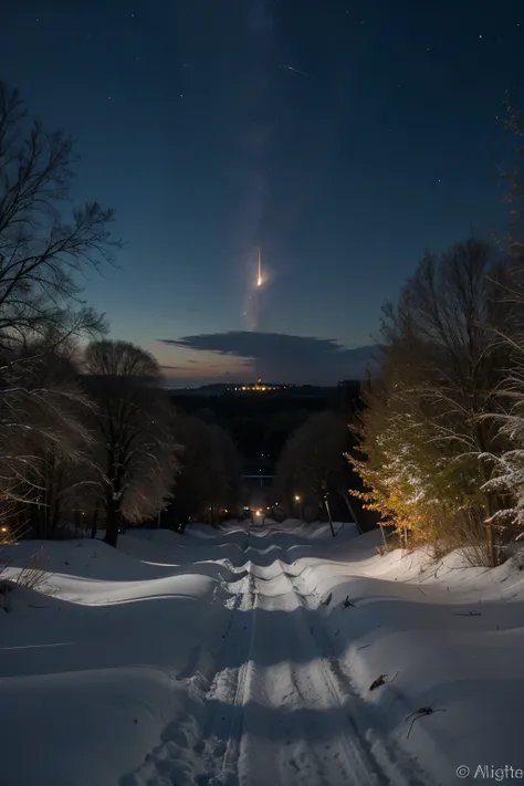 Kalte Nacht auf einer abgebrannten Wiese