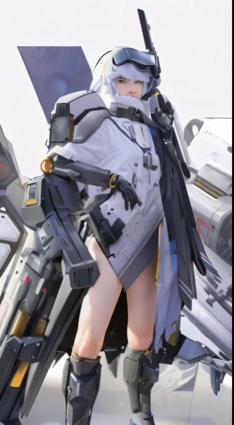 ((Masterpiece)), ((Best Quality)), 8K, HD, Super Detail, anime character with a gun and a helmet on standing next to a vehicle, fine details. girls frontline, from arknights, cyberpunk anime girl mech, cushart krenz key art feminine, best anime 4k konachan...