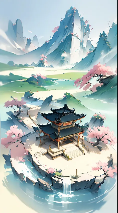 chinese landscape painting high viewing angle oc rendering sculpture--s 750