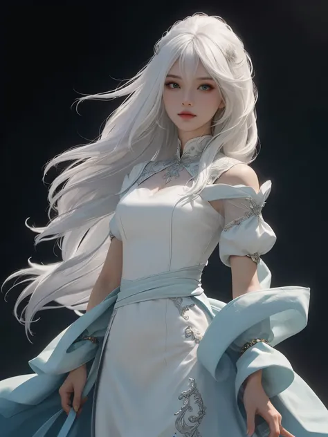 Close-up of woman with white hair and white mask、beautiful character painting、guweiz、Guweiz style artwork、white haired god、Jan J、epic exquisite character art、Stunning character art、Fanchy、Uzunsifan、guweiz from pixiv art station,Faces of reality,Real people...