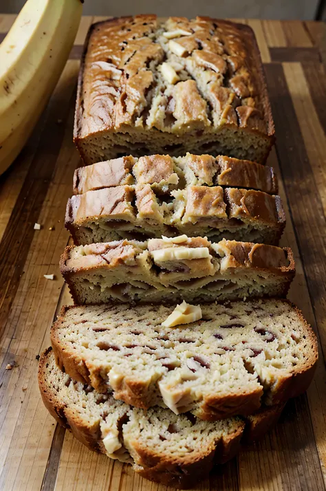 sliced banana bread, realistic photo, ultra realistic, ultra high resolution, photorealistic, 1.4 UHD