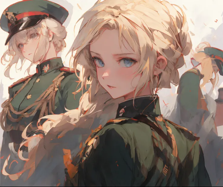 Anime - Stylized image of a woman in uniform with a group of women, Guviz在皮西夫艺术站, Guweiz on ArtStation Pixiv, Guviz, Guviz风格的艺术品, Detailed digital anime art, zerochan art, trending on artstation pixiv, Artgerm and Atey Ghailan