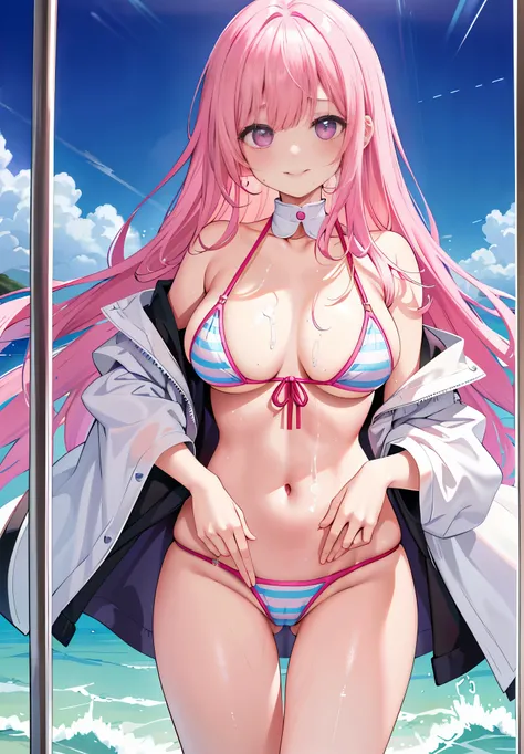 quality、Very detailed anime super detailed、masterpiece、anatomically correcte、Detailed hands、A pink-haired，(Mother 1.6)、8K、I love my tides、sexual excitement、Online、(Big chest)、thighs, thighs, thighs、sweat profusely、filling game、Smiling faces、kiss face、(The ...