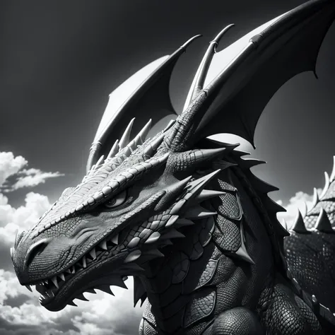 dragon　Pixar Wind　a cool　high-level image quality　monotone