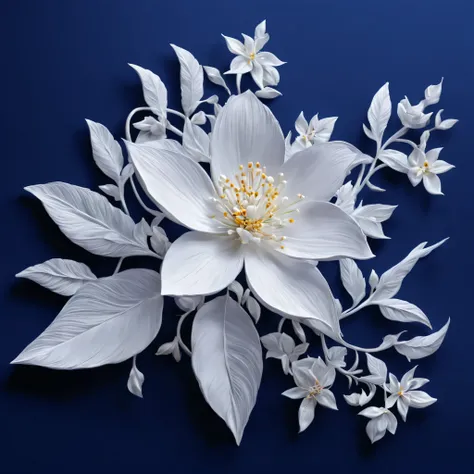 1 jasmine flower, white, there are vines.., sharp fins, 3d high relief, thai pattern sculpture, the most beautiful, beste-qualit...