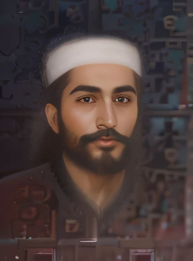 Imagen arafed de un hombre con barba y sombrero blanco., Shabab Alizadeh, Raden Saleh, inspired by Kamāl ud-Dīn Behzād, pablo hurtado de mendoza, Mahmud Barzanji, about 3 5 years old, imagen de retrato, inspirado por Abdur Rahman Chughtai, Ahmad Merheb