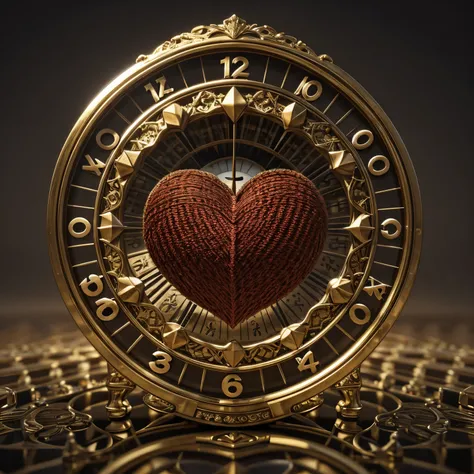 obra prima, perfection, the floating image of a heart with elements of a clock, fotogria 3d. vetor