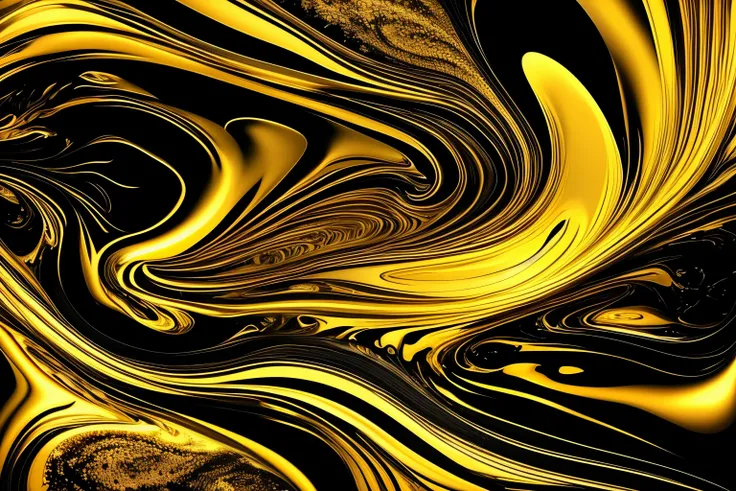 a close up of a black and gold abstract background, silver gold fractal details, liquid golden and black fluid, gilded swirls on monochrome, swirly liquid fluid abstract art, metallic polished surfaces, golden smooth material, metallic shiny skin. intricat...