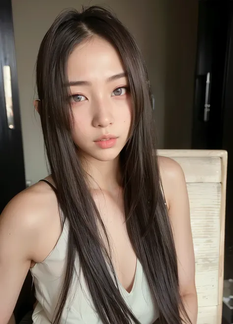 arafed asian woman with long black hair and blue eyes., hermosa joven coreana, hermosa mujer surcoreana, hermosa joven coreana, ...