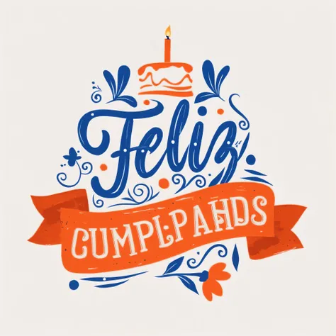 a white background with a blue and orange lettering that says feliz cumplano, by Amelia Peláez, happy birthday, by Julio González, by Carlos Enríquez Gómez, by Alejandro Obregón, by Juan Giménez, by Pedro Álvarez Castelló, 🎨🖌️, by Germán Londoño