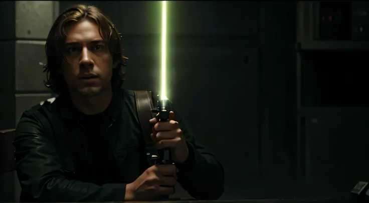 Make Lukes lightsaber green, add more detail to faces accurate to the movie