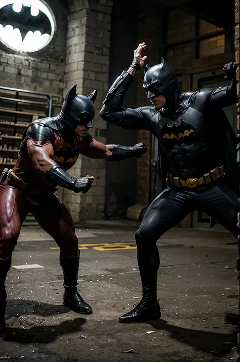 Iron and batman fighting