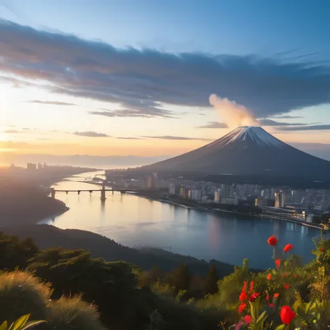 Sunrise、Mt fuji、From the air、fantastic landscape、Photogenic reality