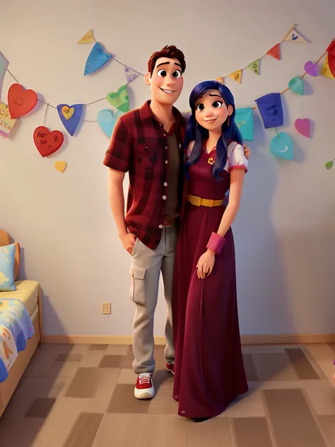 Casal feliz estilo Disney Pixar