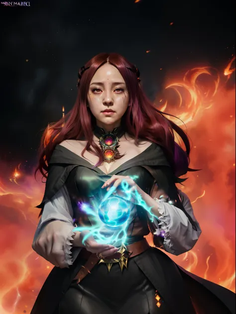 anime girl with a glowing orb in her hands, painted in the style arcane, human :: sorceress, demon slayer rui fanart, female mage conjuring a spell, l critical role, /! the sorceress, portrait of a female mage, holy fire spell art, dnd fantsay art, commiss...