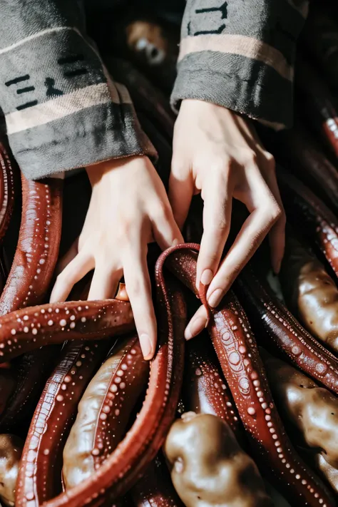 Horror image of tentacles extending from potatoes