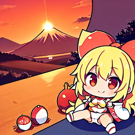 Hoshimiya Ichigo,Red Eyes,blond,Smile,Sunrise、Mt fuji、Cameltoe